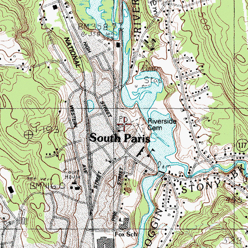 Topographic Map of South Paris Post Office, ME