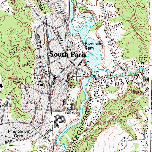 Topographic Map of South Paris Unitarian Universalist Church, ME