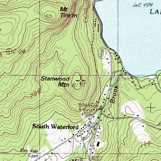 Topographic Map of Stanwood Mountain, ME