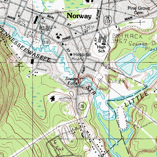 Topographic Map of Steep Falls, ME