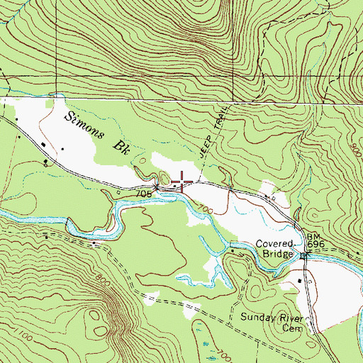 Topographic Map of Sunday River School (historical), ME