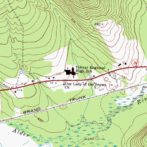 Topographic Map of Telstar Middle School, ME