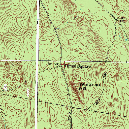 Topographic Map of Times Square, ME