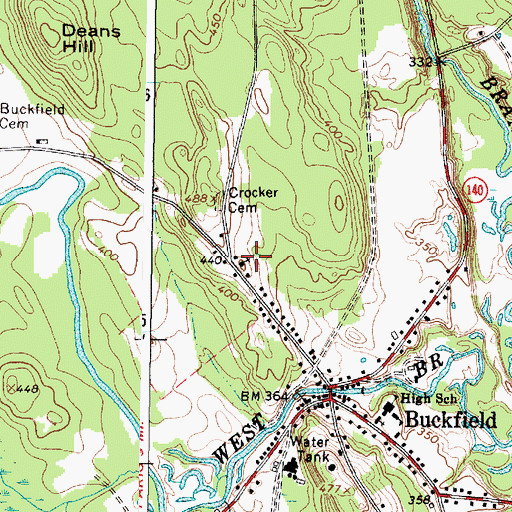 Topographic Map of Union Church, ME