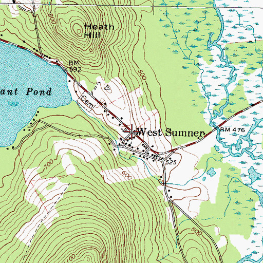 Topographic Map of West Sumner Baptist Church, ME