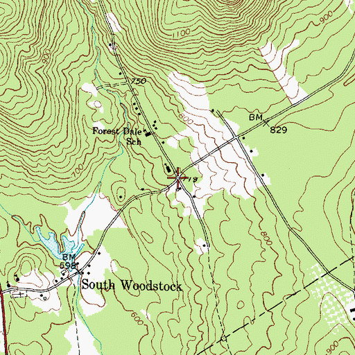 Topographic Map of Woodstock Seventh Day Church, ME