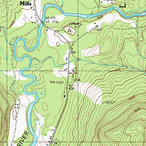 Topographic Map of Wilsons Mills Post Office, ME