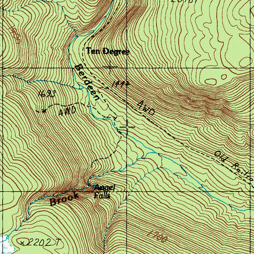 Topographic Map of Angel Falls Trail, ME