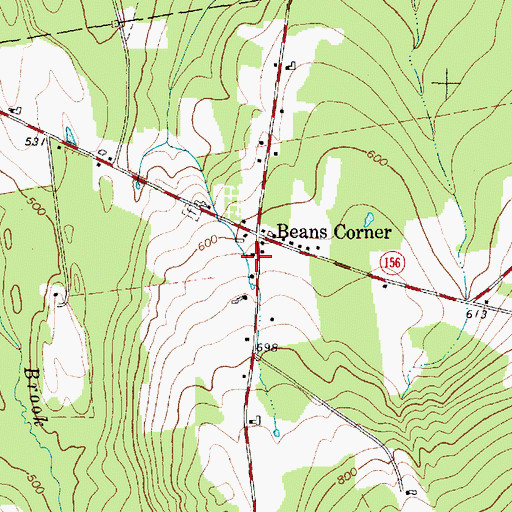 Topographic Map of Beans Corner Baptist Church, ME