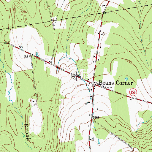 Topographic Map of Beans Corner Cemetery, ME