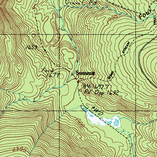 Topographic Map of Bemis Stream Trail, ME