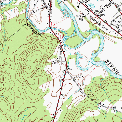 Topographic Map of Butterfield Cemetery, ME