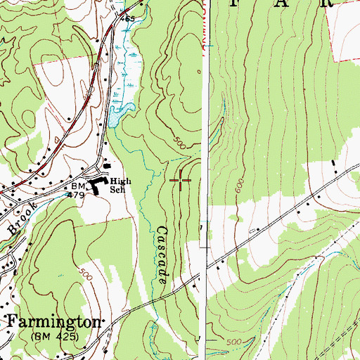 Topographic Map of Cascade Brook School, ME