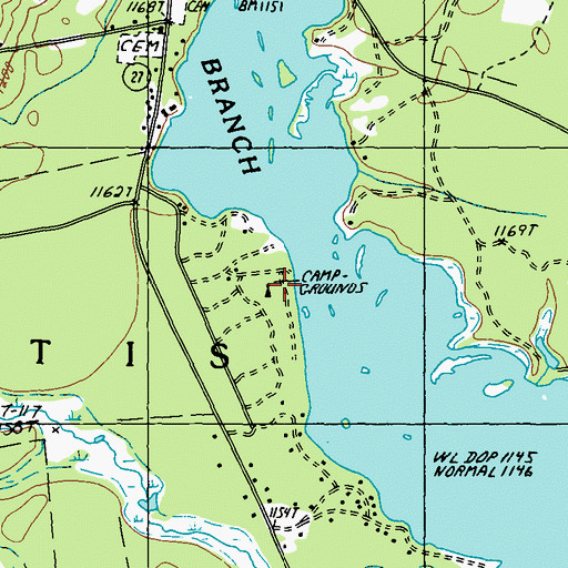 Topographic Map of Cathedral Pines Campground, ME