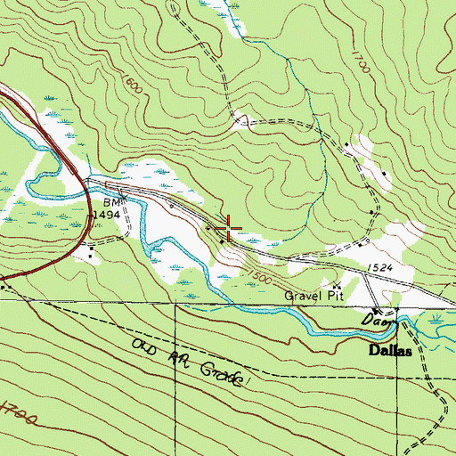 Topographic Map of Dallas School (historical), ME