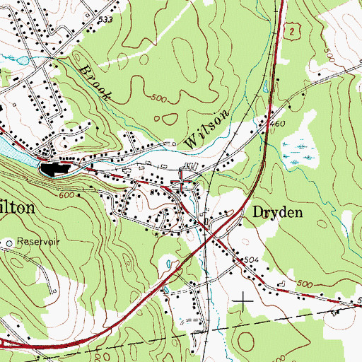 Topographic Map of Dryden Post Office, ME