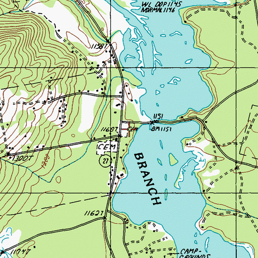 Topographic Map of Eustis Cemetery, ME