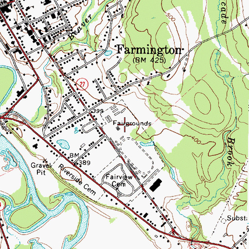 Topographic Map of Farmington Fairgrounds, ME