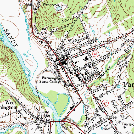 Topographic Map of Farmington Post Office, ME