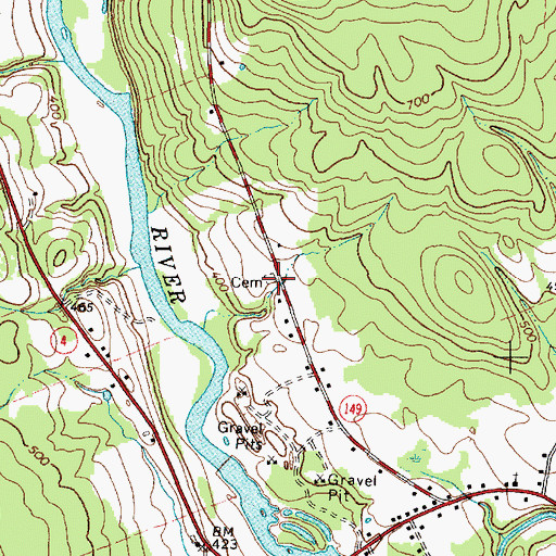 Topographic Map of Gay Cemetery, ME