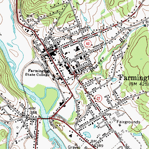 Topographic Map of University of Maine Farmington Mantor Library, ME
