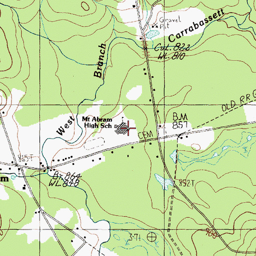 Topographic Map of Mount Abram Regional High School, ME