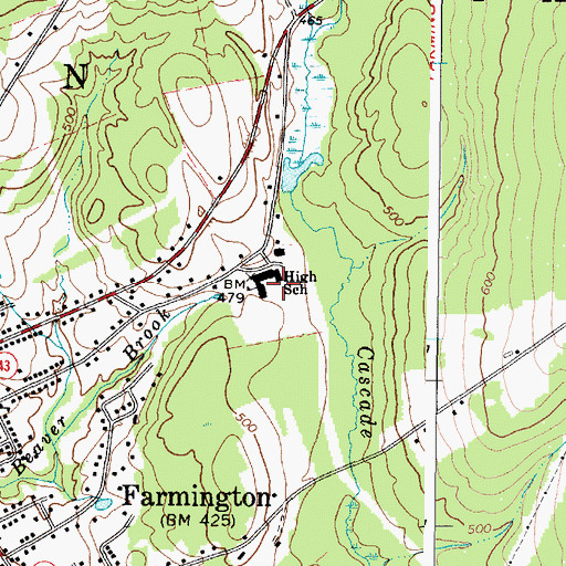 Topographic Map of Mount Blue Middle School, ME
