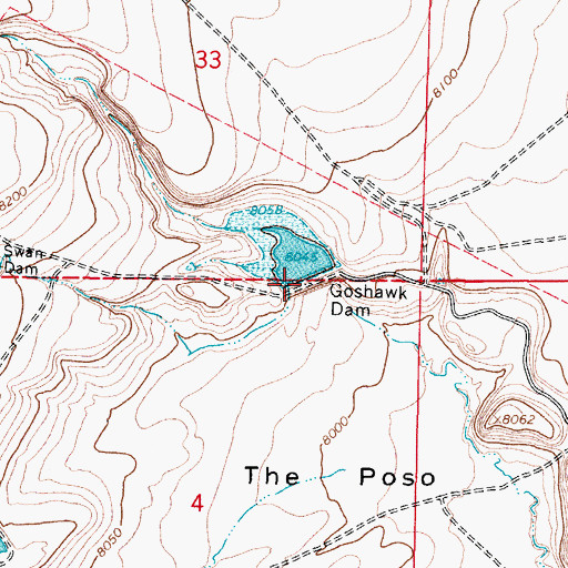 Topographic Map of Goshawk Dam, CO