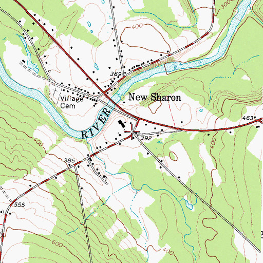 Topographic Map of New Sharon Congregational Church-United Church of Christ, ME