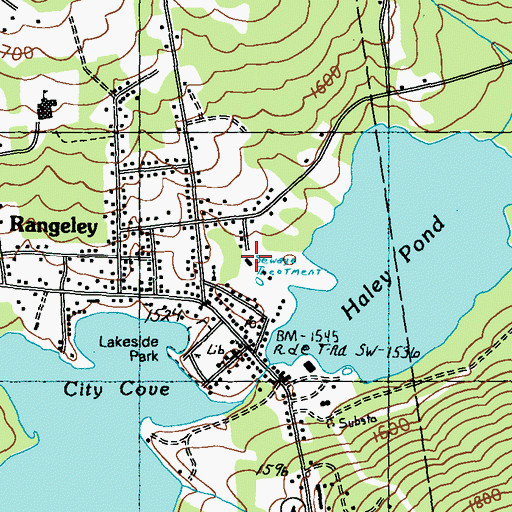 Topographic Map of Rangeley Congregational Church, ME