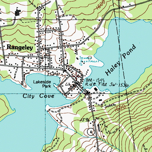 Topographic Map of Rangeley Post Office, ME