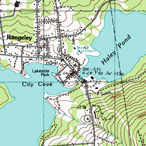 Topographic Map of Rangeley Public Library, ME
