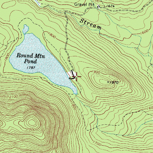 Topographic Map of Round Mountain, ME