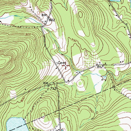 Topographic Map of Savage Cemetery, ME