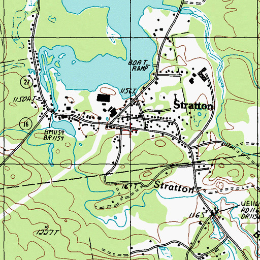 Topographic Map of Stratton Public Library, ME