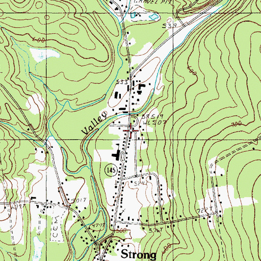Topographic Map of Strong Post Office, ME