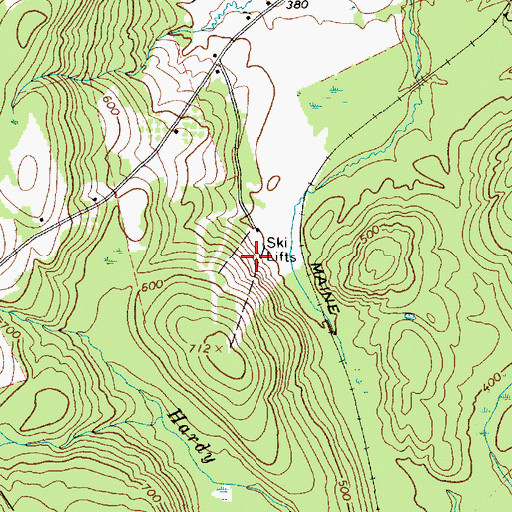 Topographic Map of Titcomb Mountain Ski Area, ME