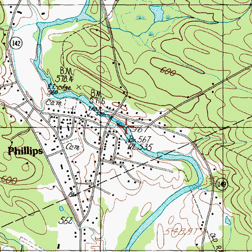 Topographic Map of Union Church, ME