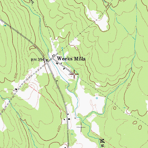 Topographic Map of Weeks Mills Cemetery, ME