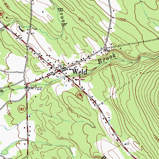 Topographic Map of Weld Elementary school, ME