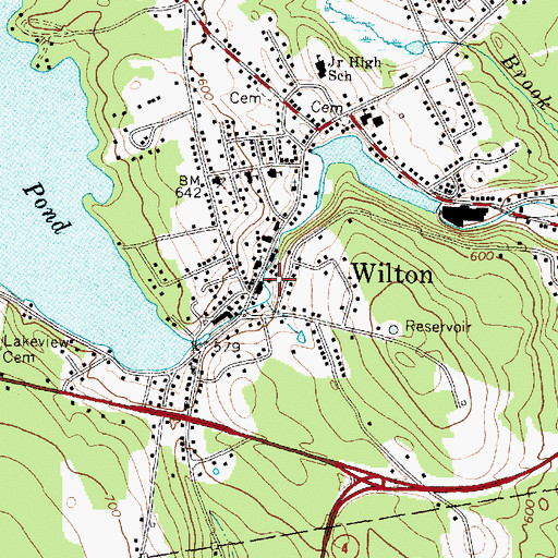Topographic Map of Wilton Free Public Library, ME