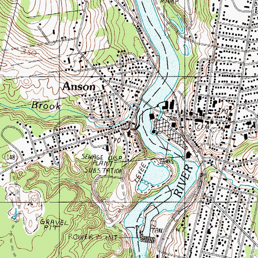 Topographic Map of Anson Post Office, ME
