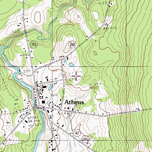 Topographic Map of Athens Cemetery, ME