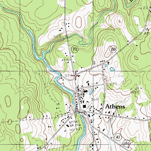 Topographic Map of Athens Post Office, ME
