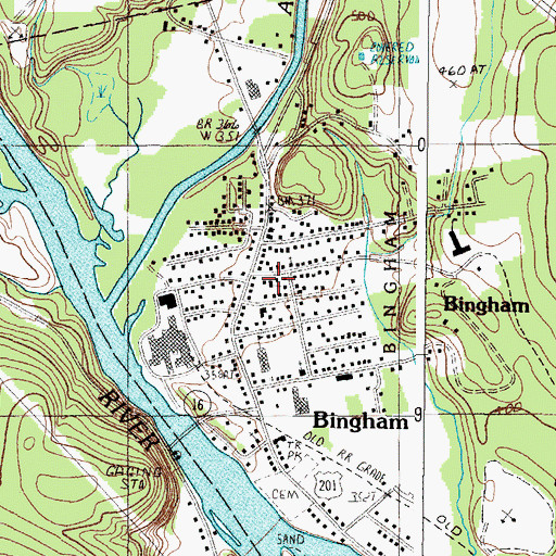 Topographic Map of Bingham Congregational Church, ME