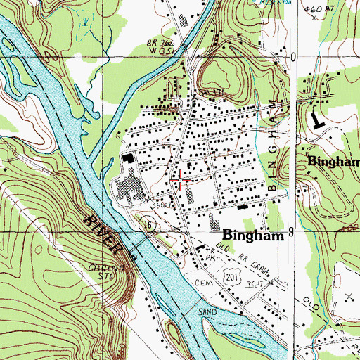 Topographic Map of Bingham Union Library, ME