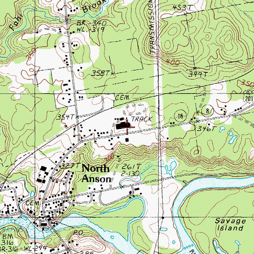 Topographic Map of Carrabec High School, ME