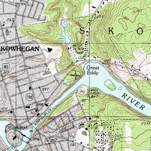 Topographic Map of Coburn Park, ME