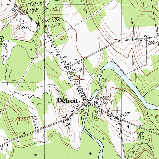 Topographic Map of Detroit Post Office, ME