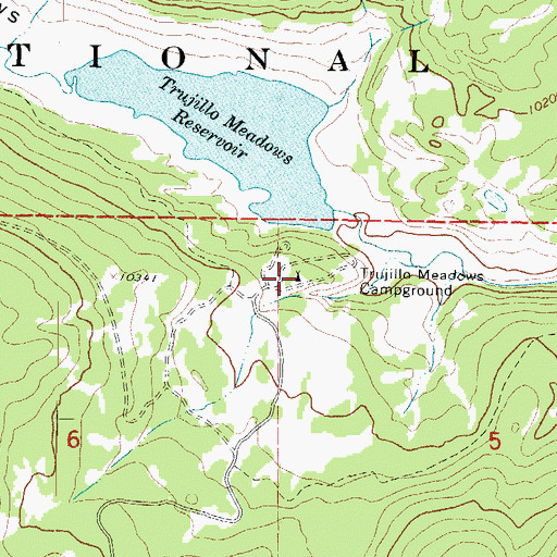 Topographic Map of Trujillo Meadows Campground, CO